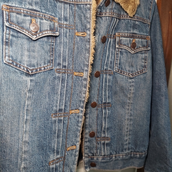 Y2K Gap Faux-Fur Lined Denim Jean Jacket Small - Picture 3 of 8
